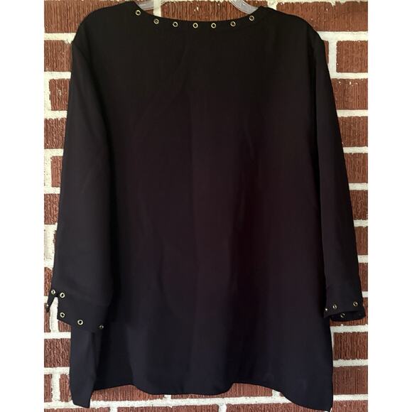 Chico’s Black Blouse with Gold Rings 3/4 Sleeves Size 3 (XL) - Picture 2 of 4